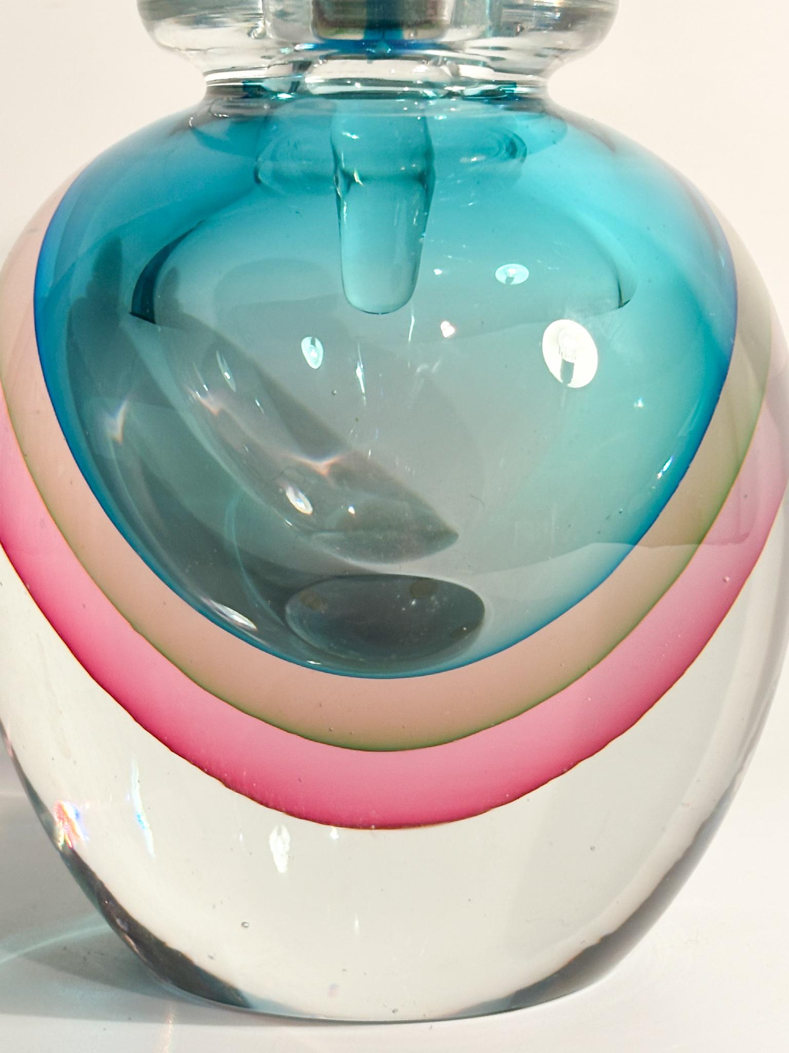 Italian Submerged Murano Glass Bottle Attributed to Flavio Poli 1960s