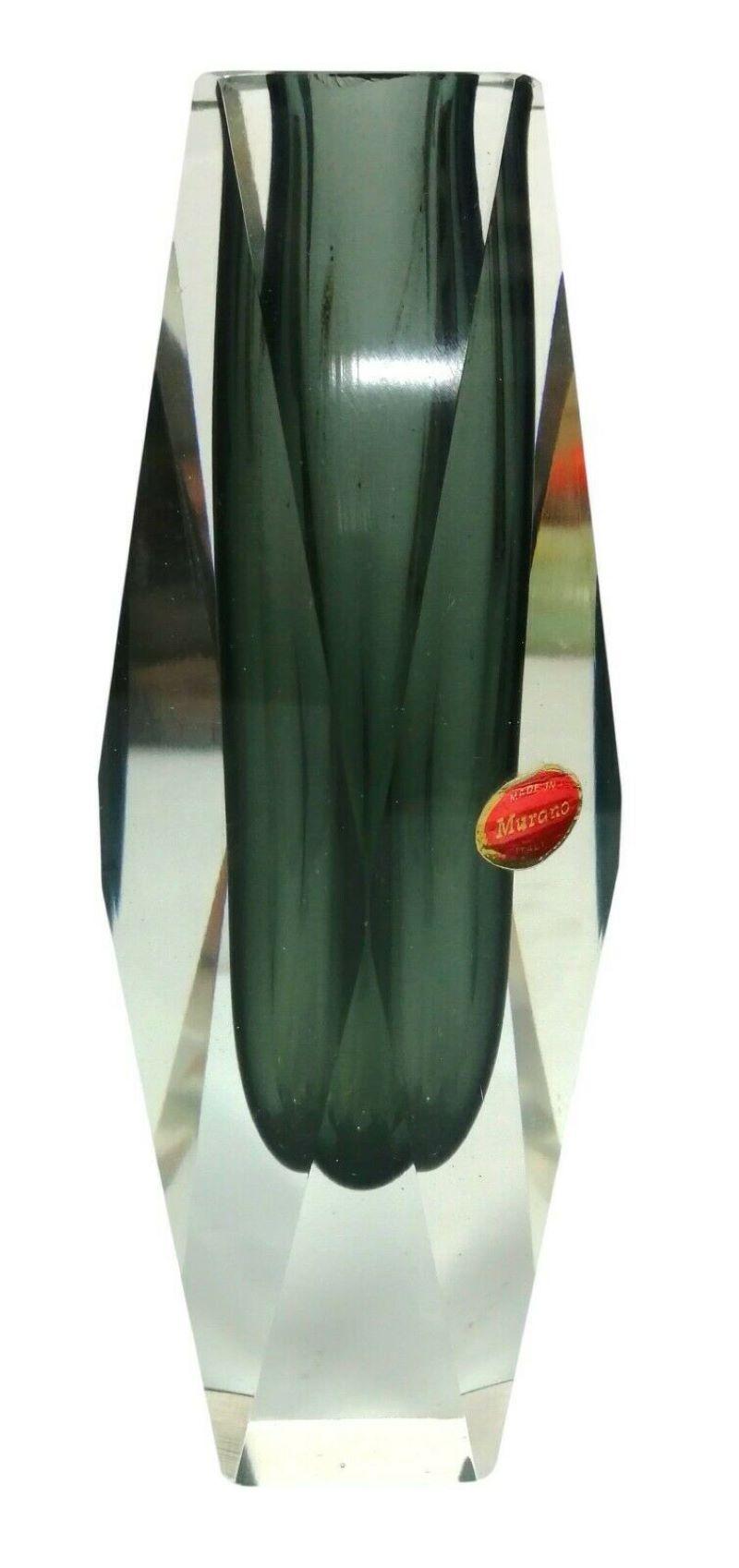 Mid-20th Century Submerged Murano Glass Vase Design Flavio Poli, 1960s