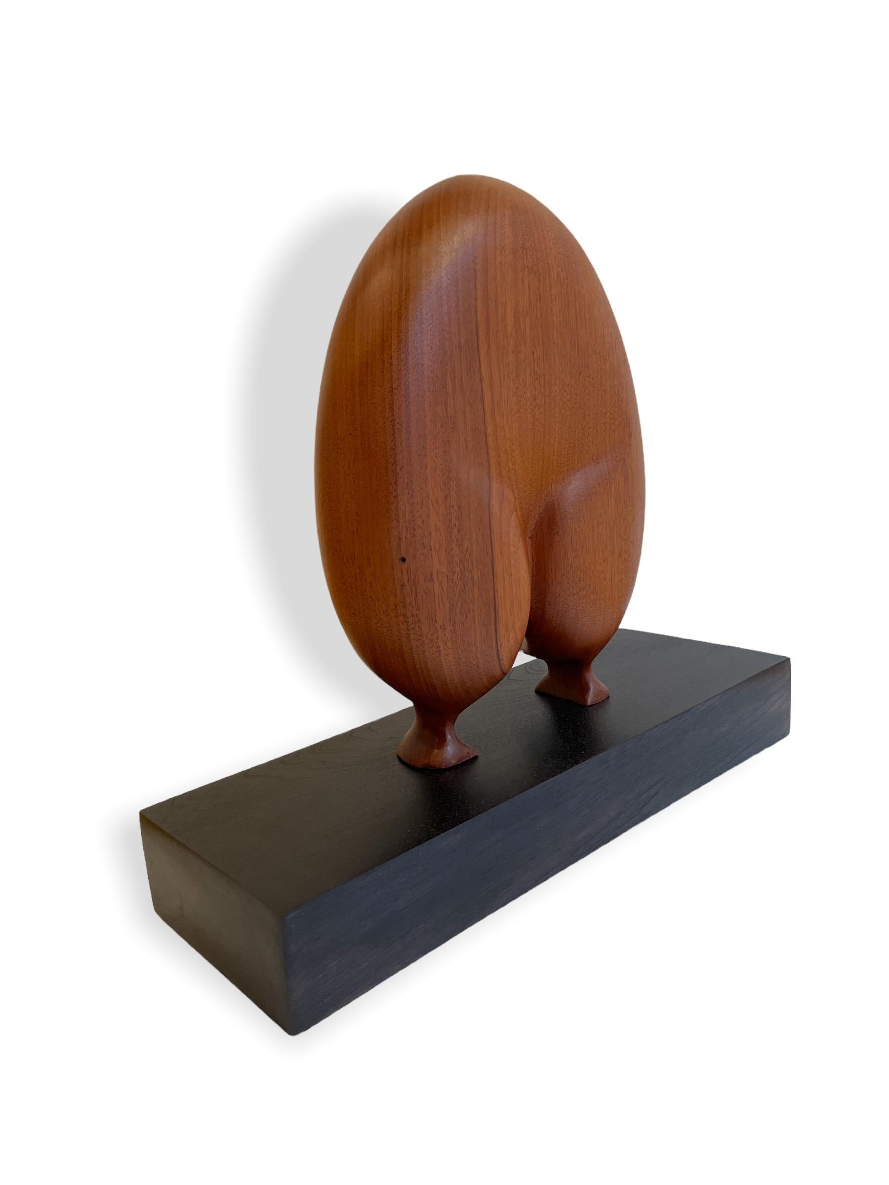 Modern Submission, Mahogany, Hand Carved Wooden Sculpture on Dark Base