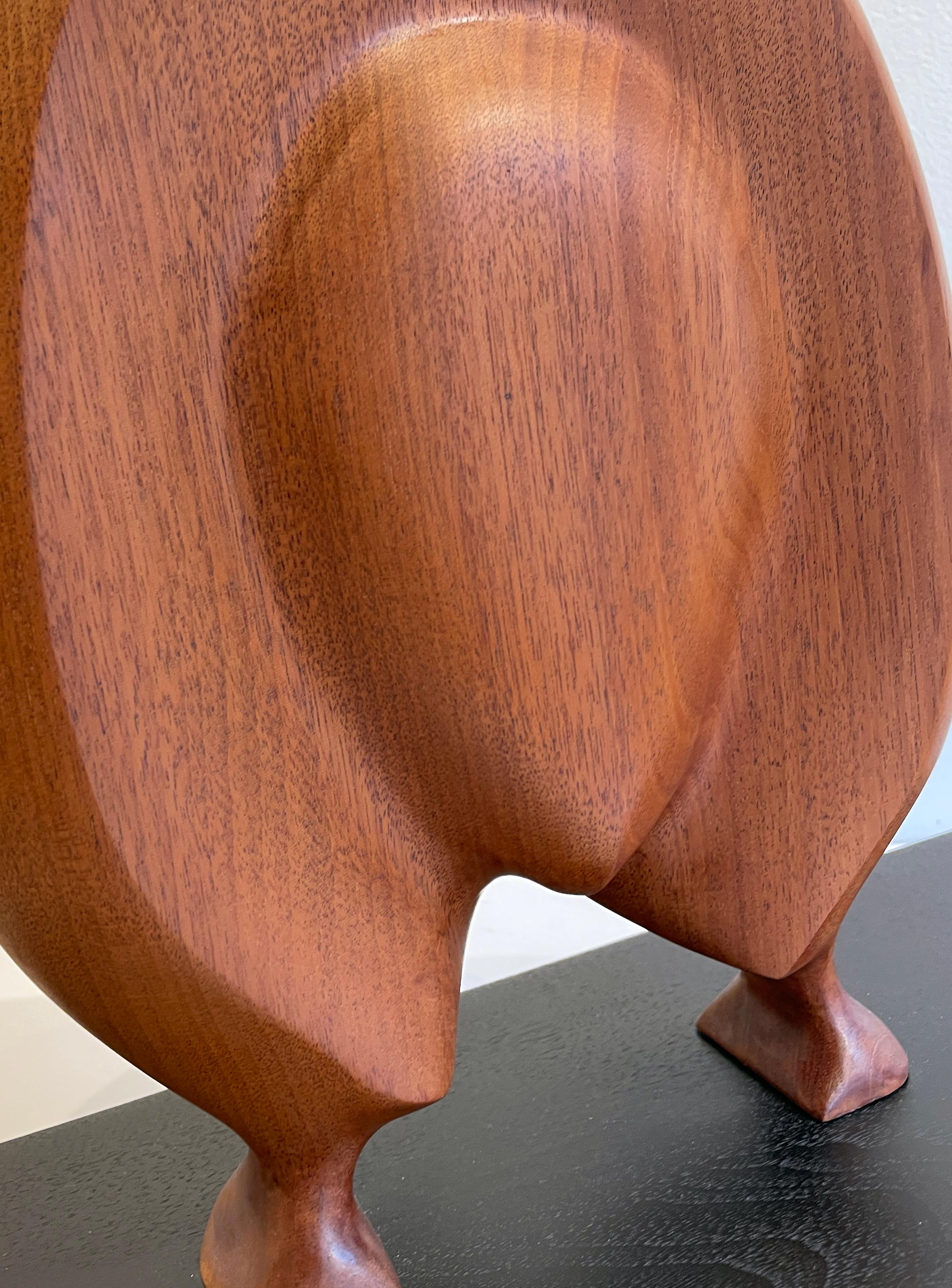 Submission, Mahogany, Hand Carved Wooden Sculpture on Dark Base In New Condition In Chicago, IL