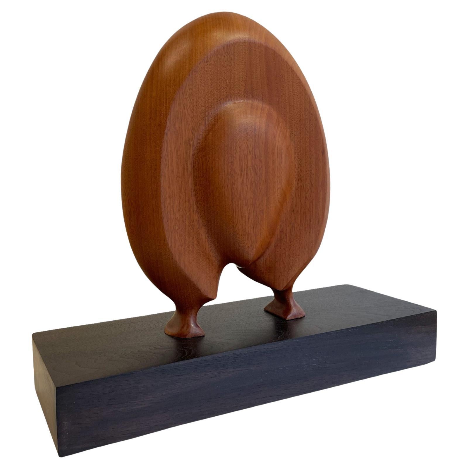 Submission, Mahogany, Hand Carved Wooden Sculpture on Dark Base