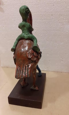 Childhood play , Bronze Sculpture, Green Blue Patina "In Stock"