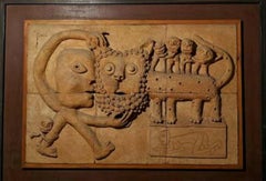 Men & Animal, Terracotta, Brown by Contemporary Indian Artist "In Stock"