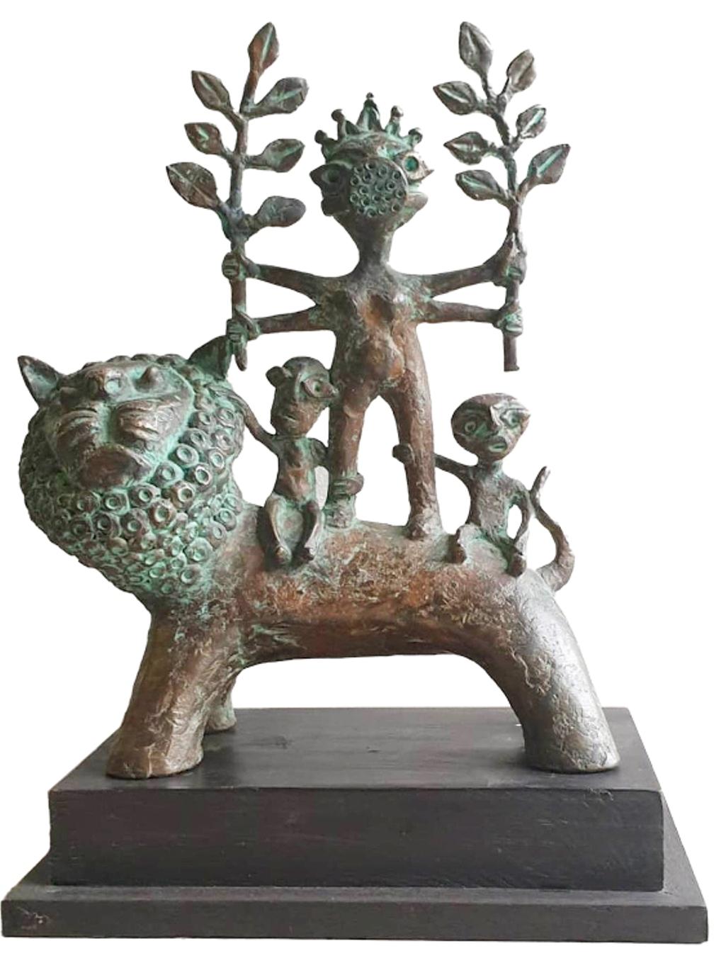 Subrata Biswas Figurative Sculpture - Mother Nature, Figurative Bronze by Contemporary Indian Artist "In Stock"