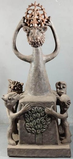 Sans titre, figuratif, en terre cuite vitrée de l'artiste indien « en stock »