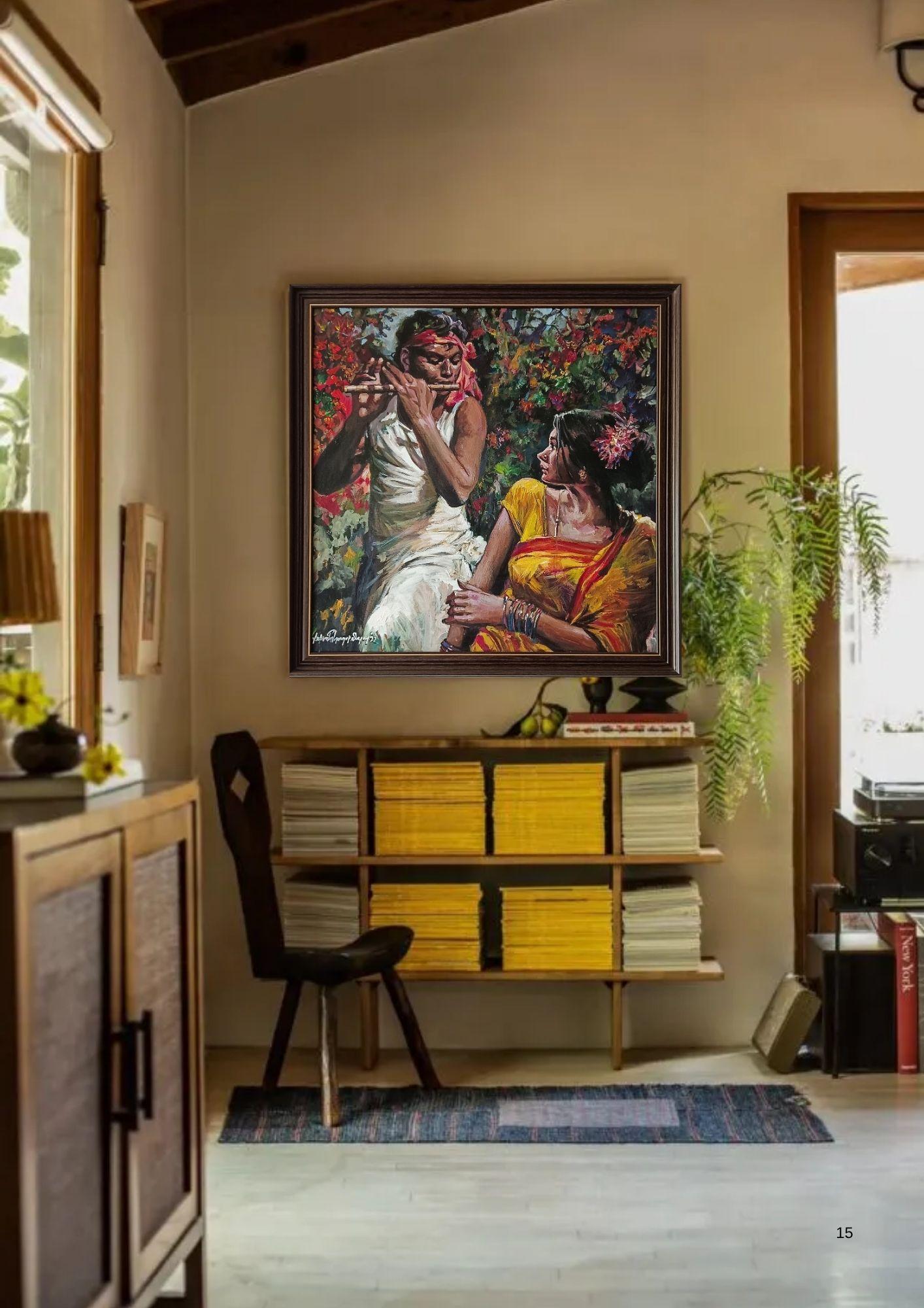Untitled, Figurative, Acrylic on Canvas, Red, Yellow, Indian Artist 