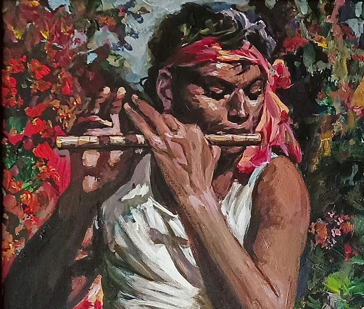 Untitled, Figurative, Acrylic on Canvas, Red, Yellow, Indian Artist 