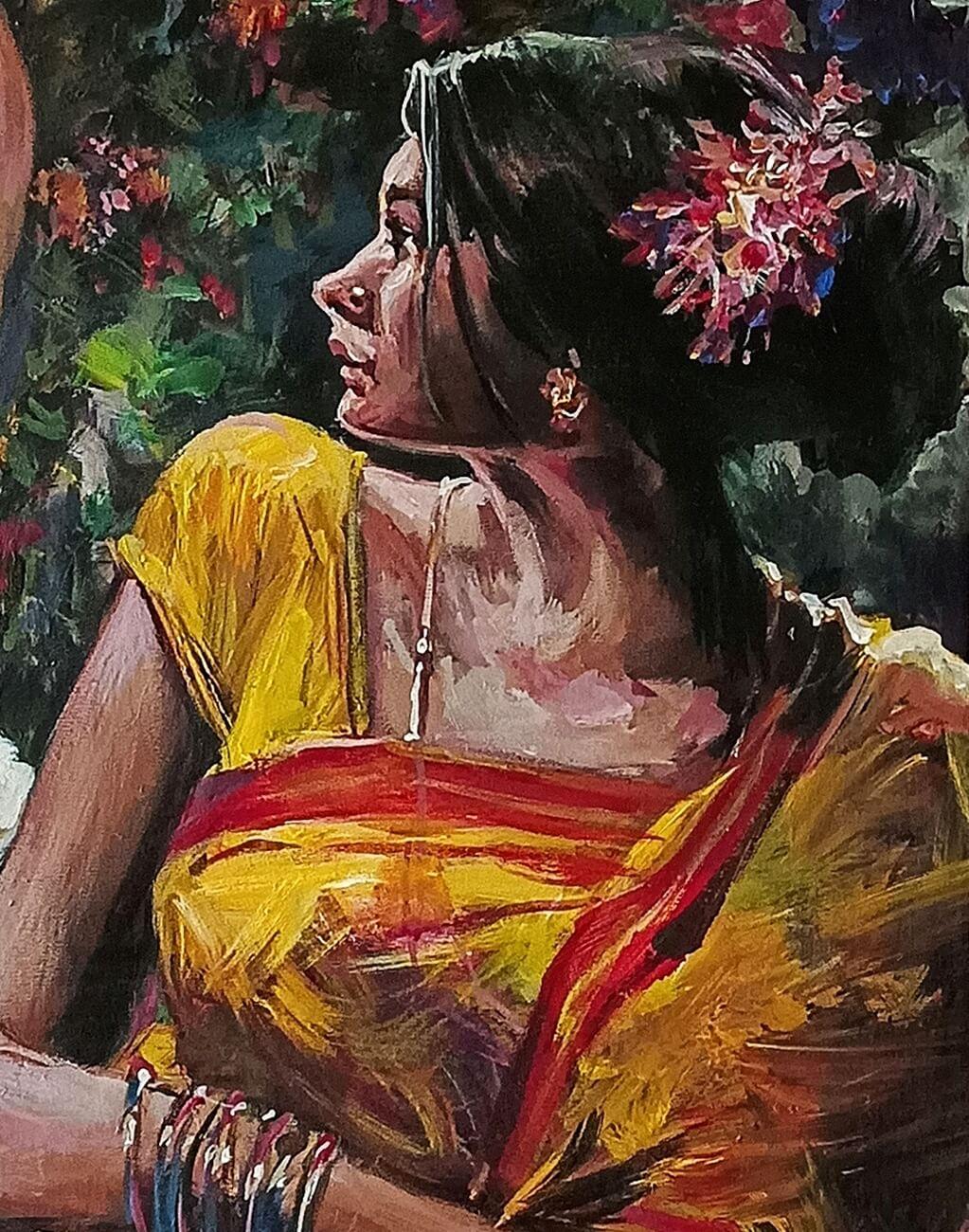 Untitled, Figurative, Acrylic on Canvas, Red, Yellow, Indian Artist 