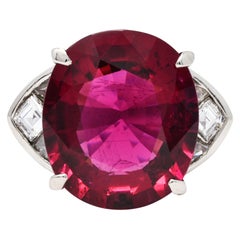 Substantial 13.57 Carats Rubellite Diamond Platinum Statement Ring