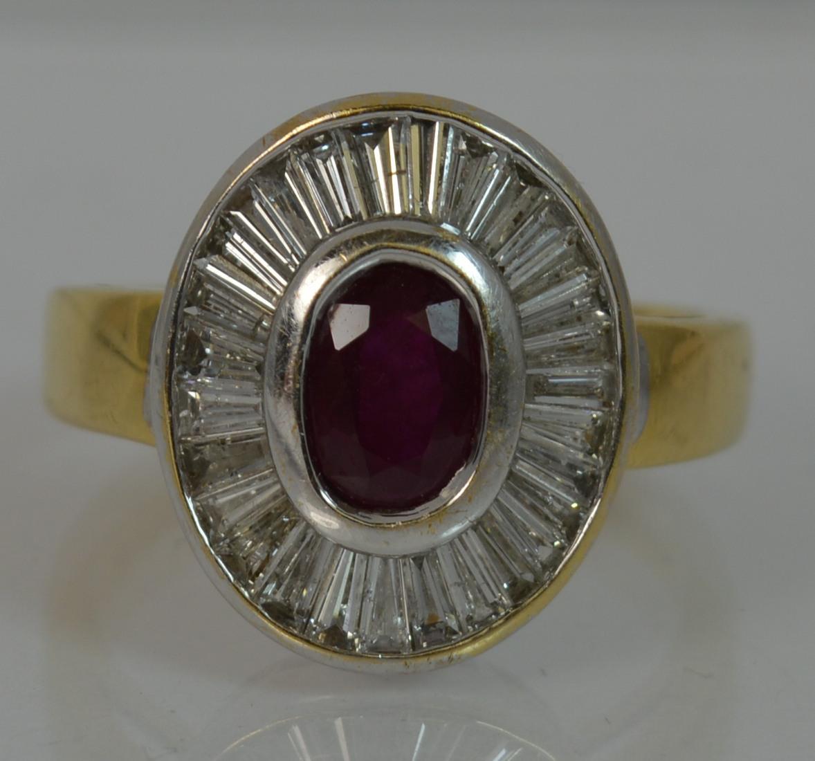 Substantial 18 Carat Gold Ruby and 1.50 Carat Diamond Cluster Ring 7