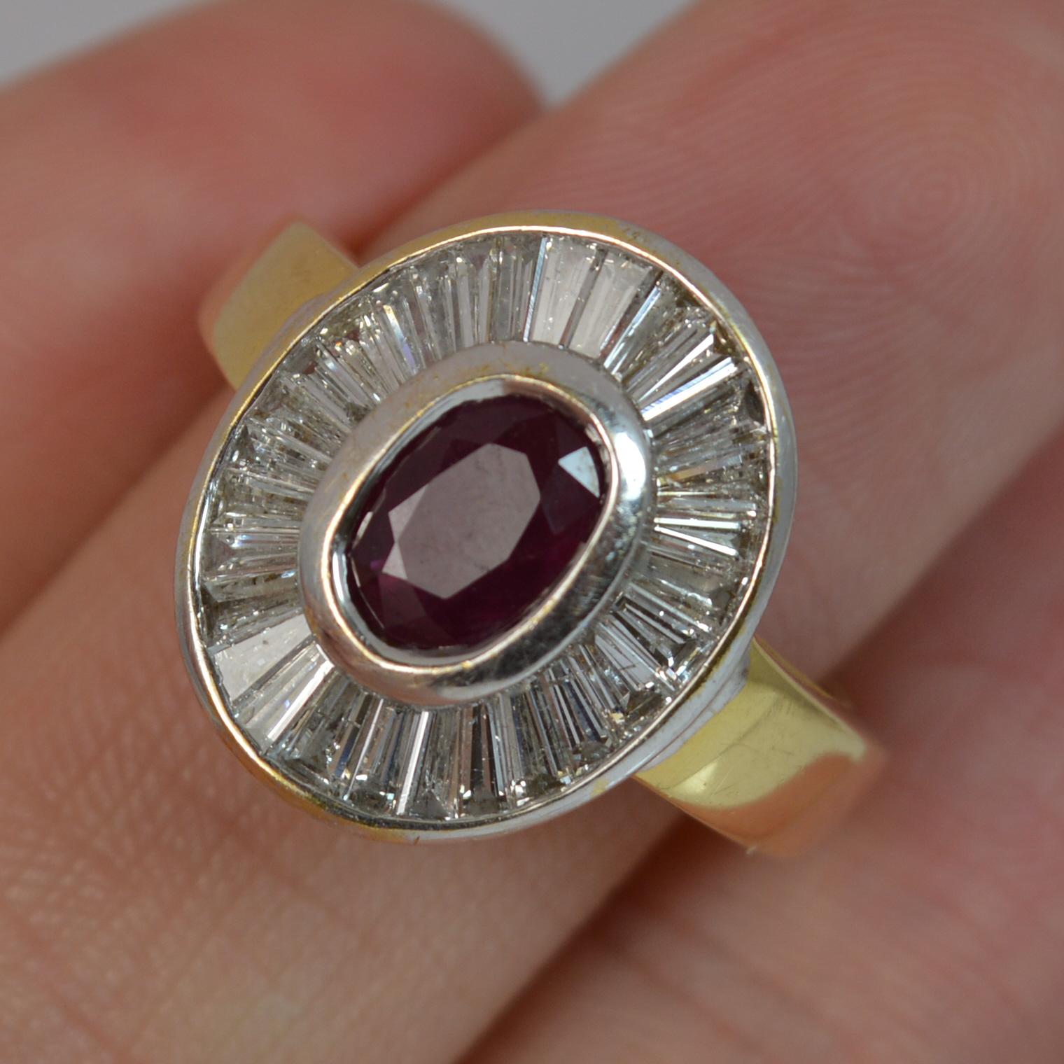 Substantial 18 Carat Gold Ruby and 1.50 Carat Diamond Cluster Ring In Good Condition In St Helens, GB