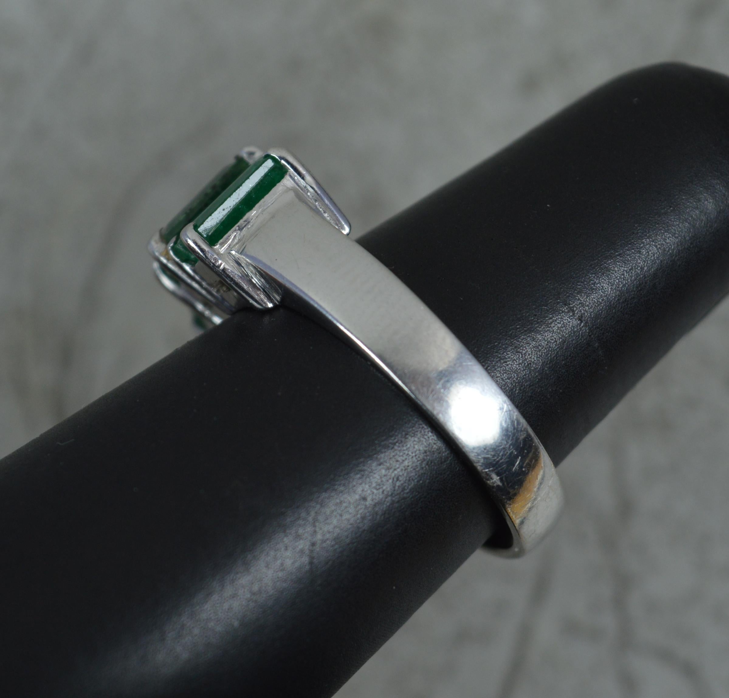 Substantial 18 Carat White Gold and Natural Emerald Trilogy Ring 1