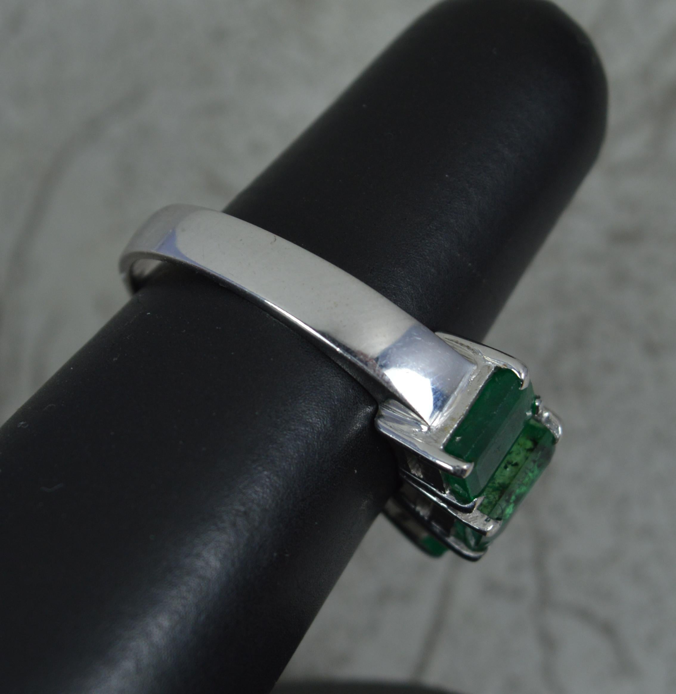 Substantial 18 Carat White Gold and Natural Emerald Trilogy Ring 3