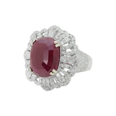Vintage Substantial 18 Karat White Gold, Ruby and Diamond Ring