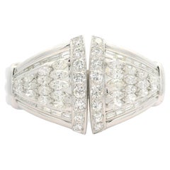 Substantial 18k White Gold 10ct Fiery Diamond Wide Flared Hinged Bangle Bracelet