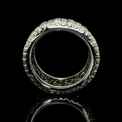 Substantial 18k White Gold 3.60ctw Sapphire & Diamond Wide Eternity Band Ring