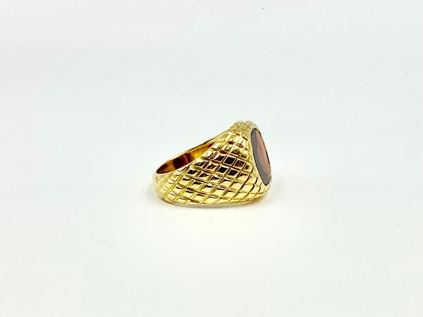 Women's or Men's Substantial 18K Yellow Gold Rhodolite Garnet Signet Ring by ABL For Sale
