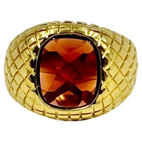 Substantial 18K Yellow Gold Rhodolite Garnet Signet Ring by ABL