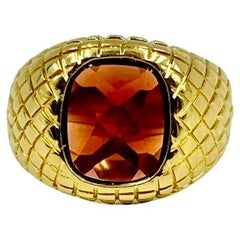 Vintage Substantial 18K Yellow Gold Rhodolite Garnet Signet Ring by ABL