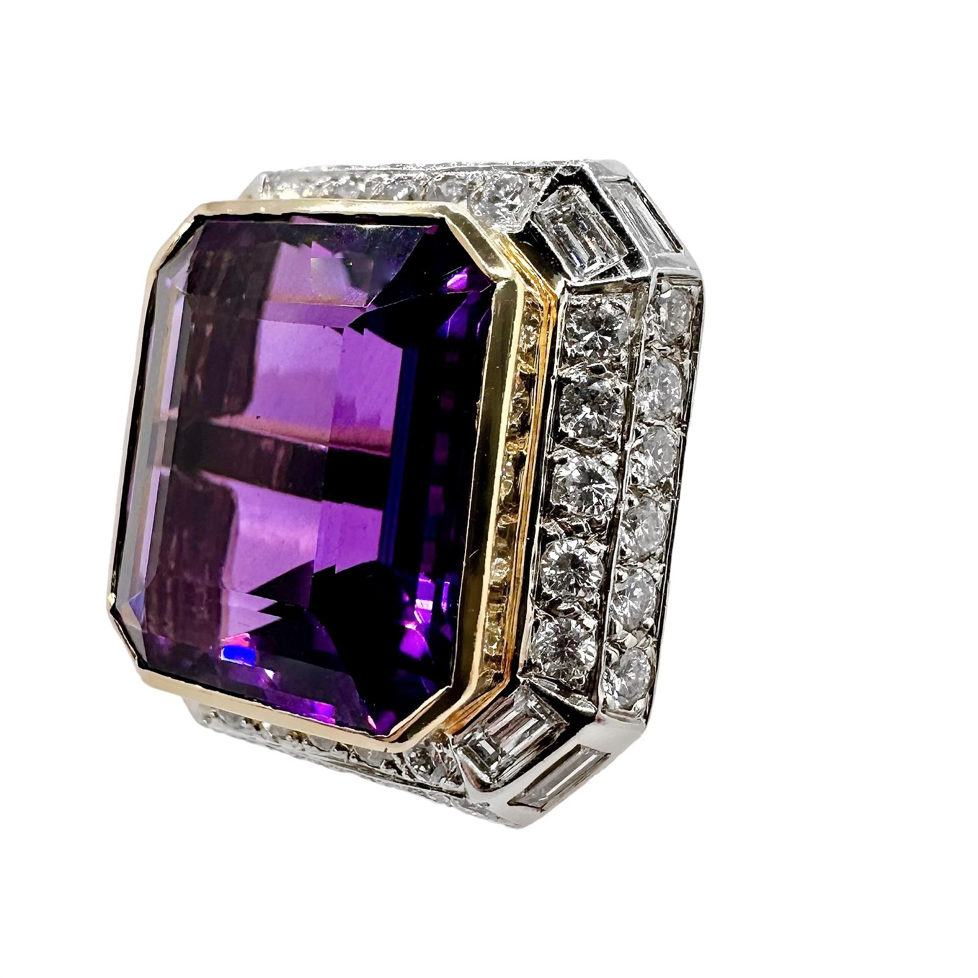 Substantial 1970's Cocktail Ring with Center 15ct Amethyst & 3cts of Diamonds For Sale 1