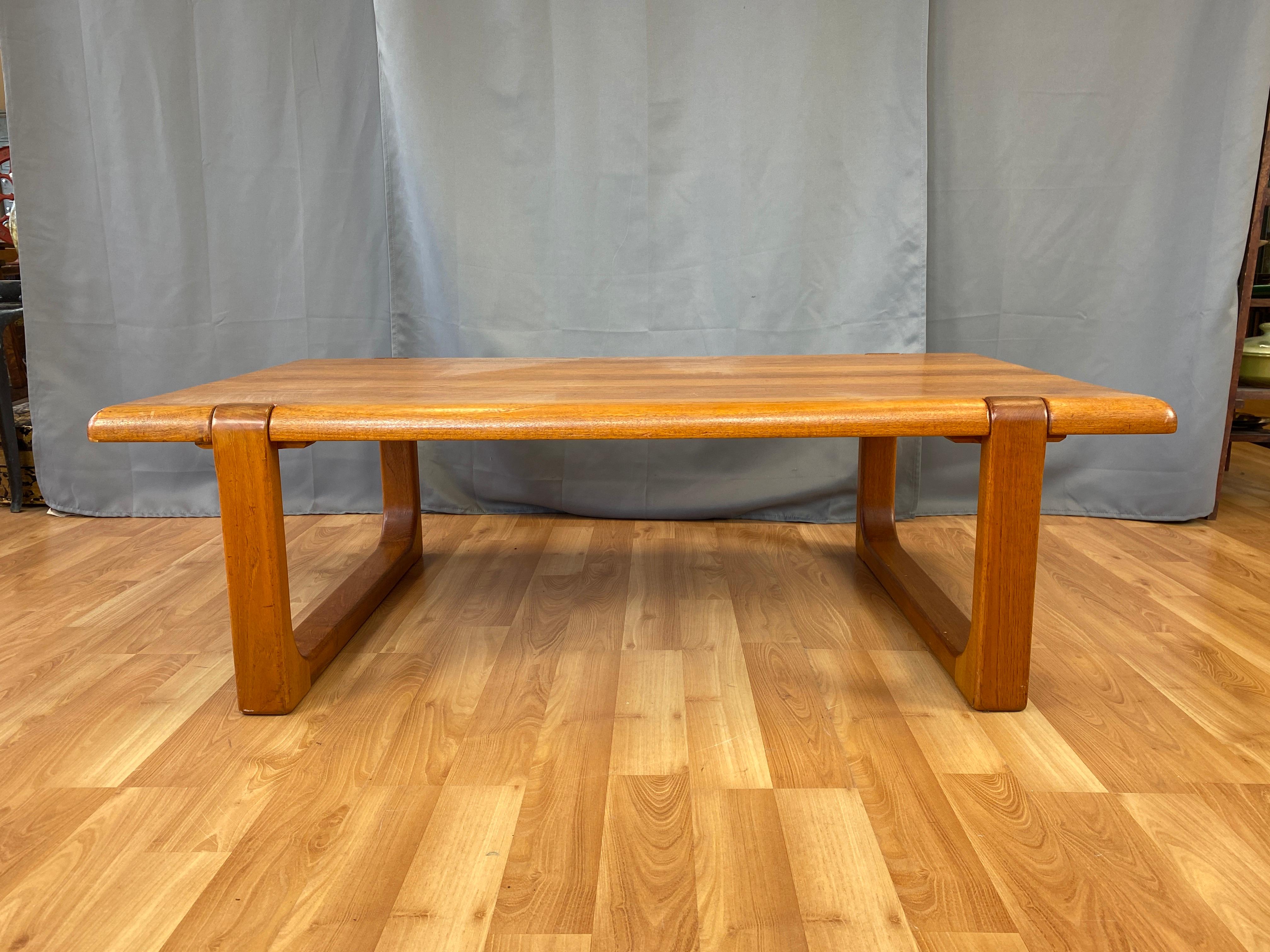 Niels Bach Substantial Solid Teak Coffee Table, 1970s In Good Condition In San Francisco, CA