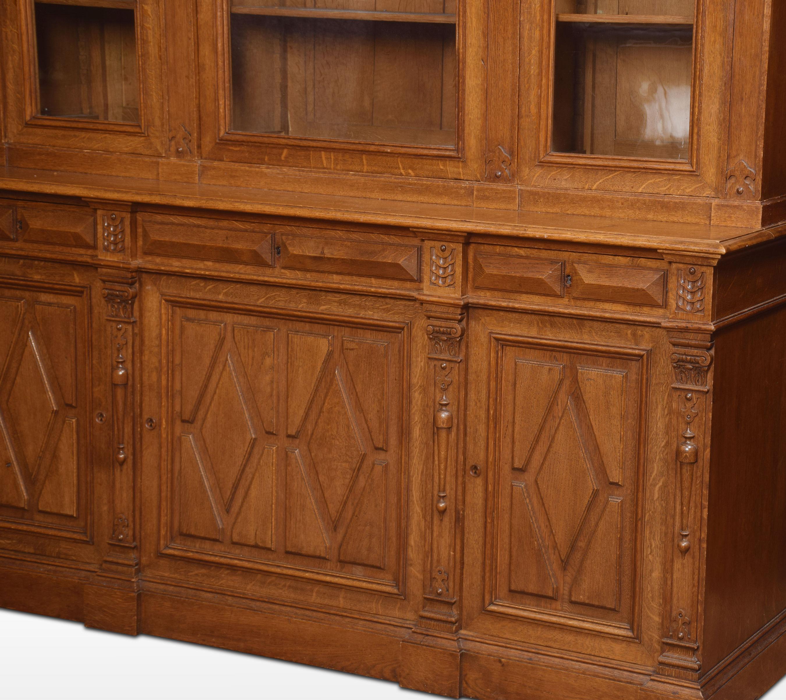 Substantial 19th Century Carved Oak Bookcase For Sale 3