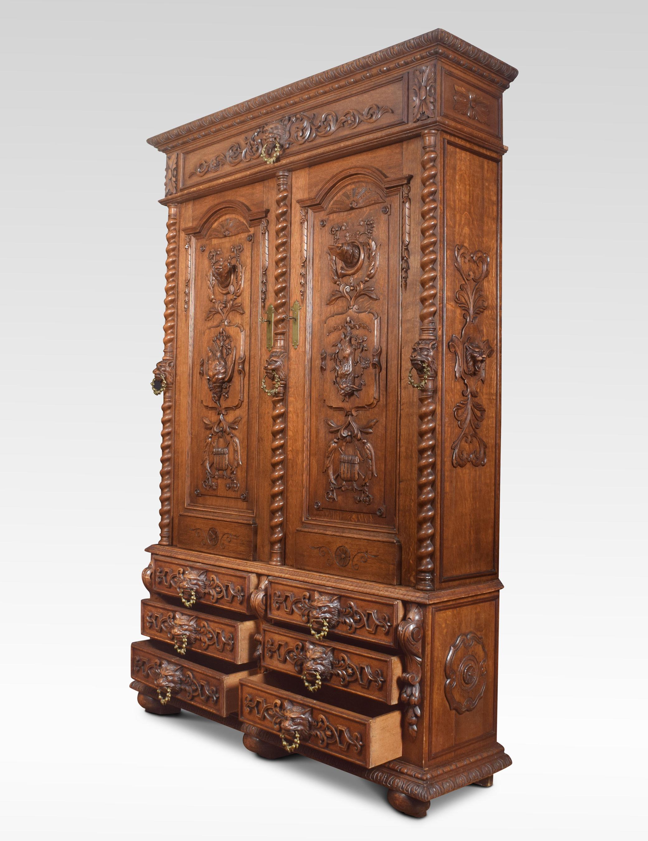 Substantial 19th Century Oak Carved Cabinet 7