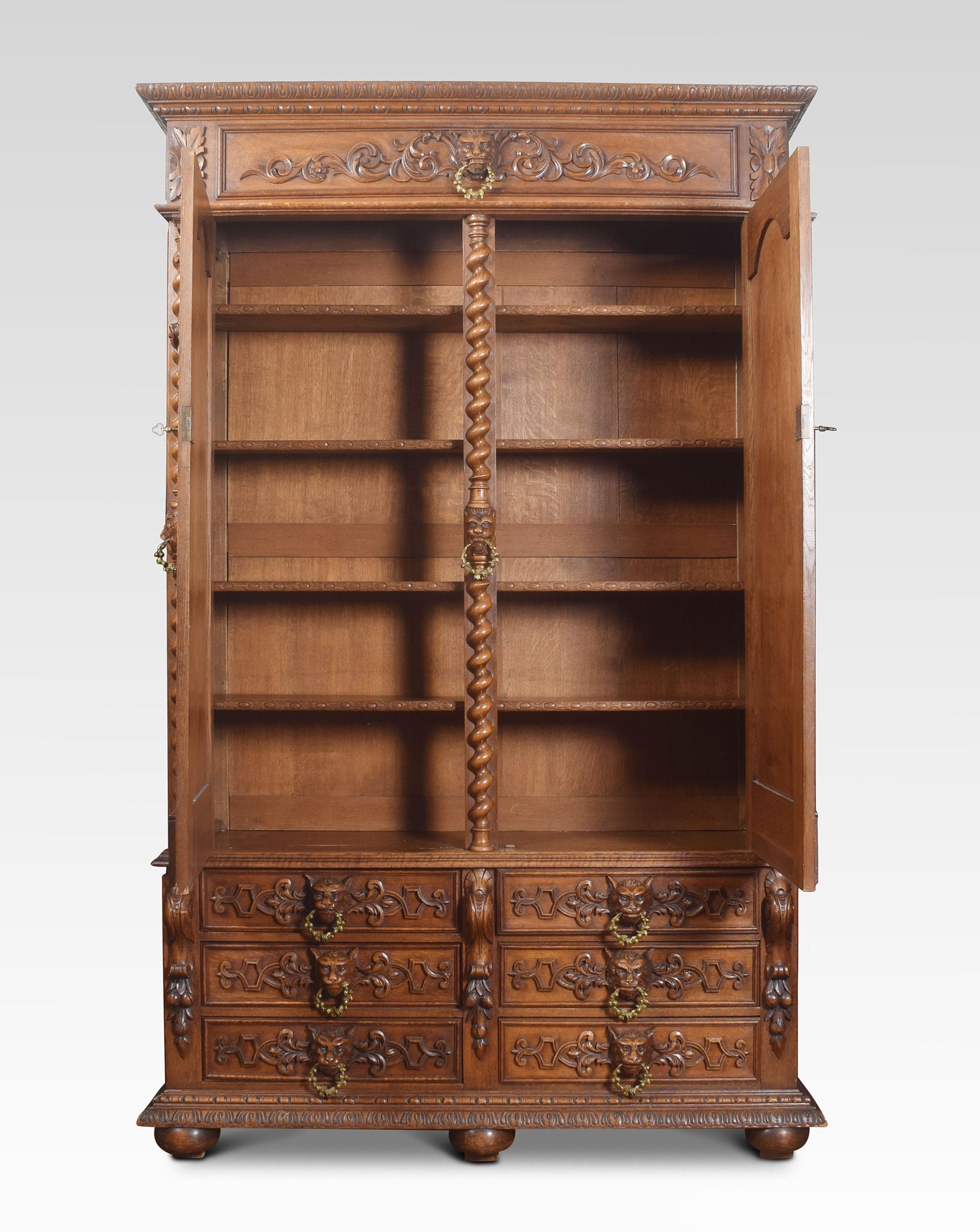 Substantial 19th Century Oak Carved Cabinet 2