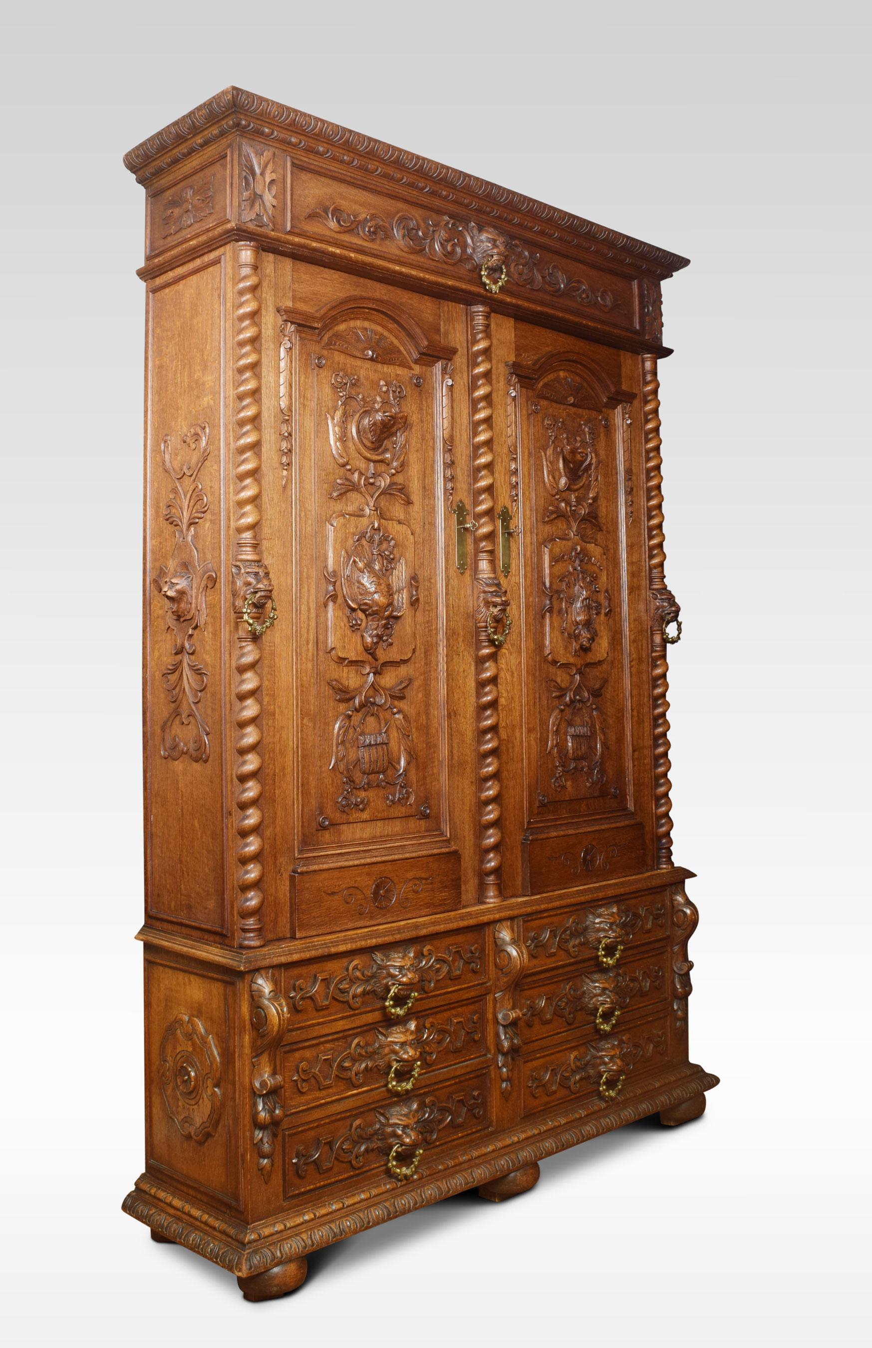Substantial 19th Century Oak Carved Cabinet 4