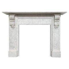 Antique Substantial 19th-century Victorian corbelled Carrara marble fireplace surround