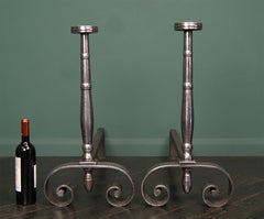 Substantial 19th Century Wrought Fireplace Andirons