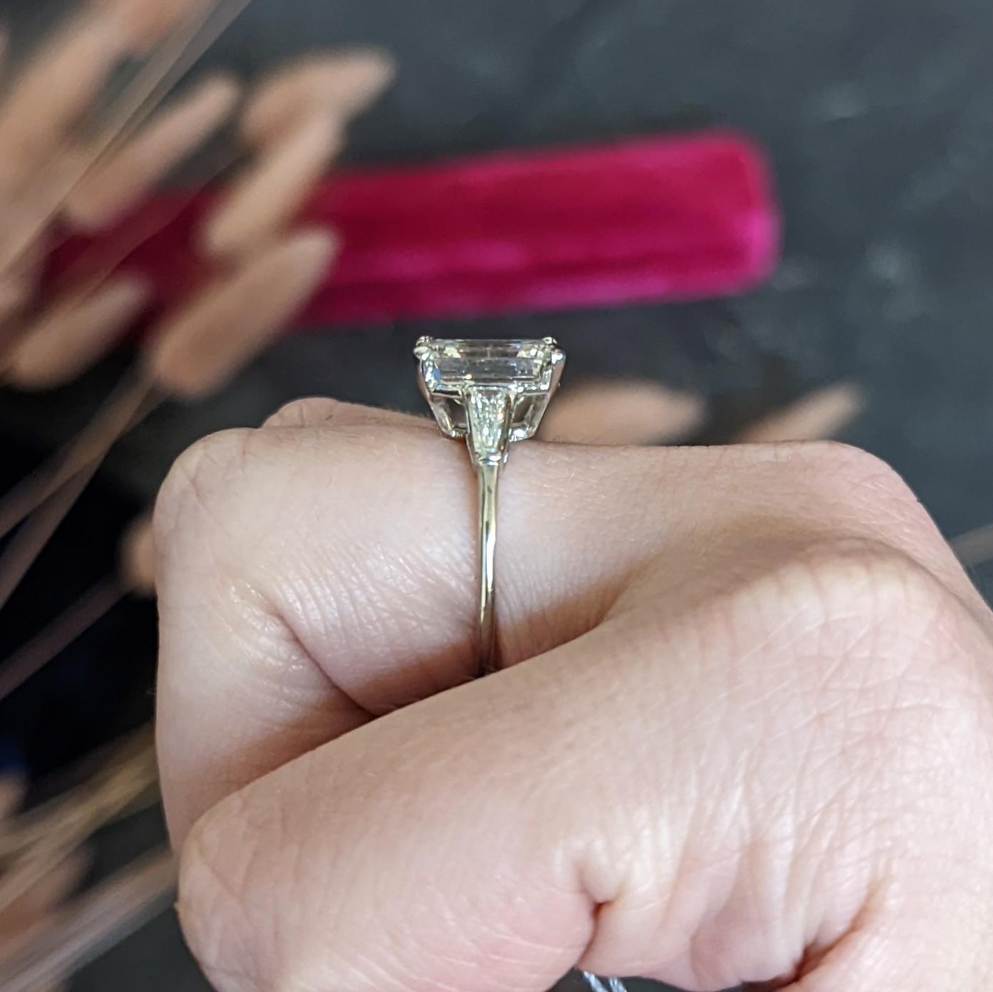 Substantial 4.58 Carat Emerald Cut Diamond Platinum Engagement Ring GIA 6
