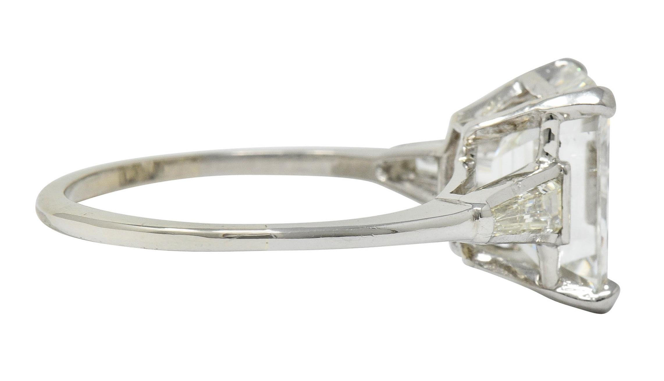 Contemporary Substantial 4.58 Carat Emerald Cut Diamond Platinum Engagement Ring GIA