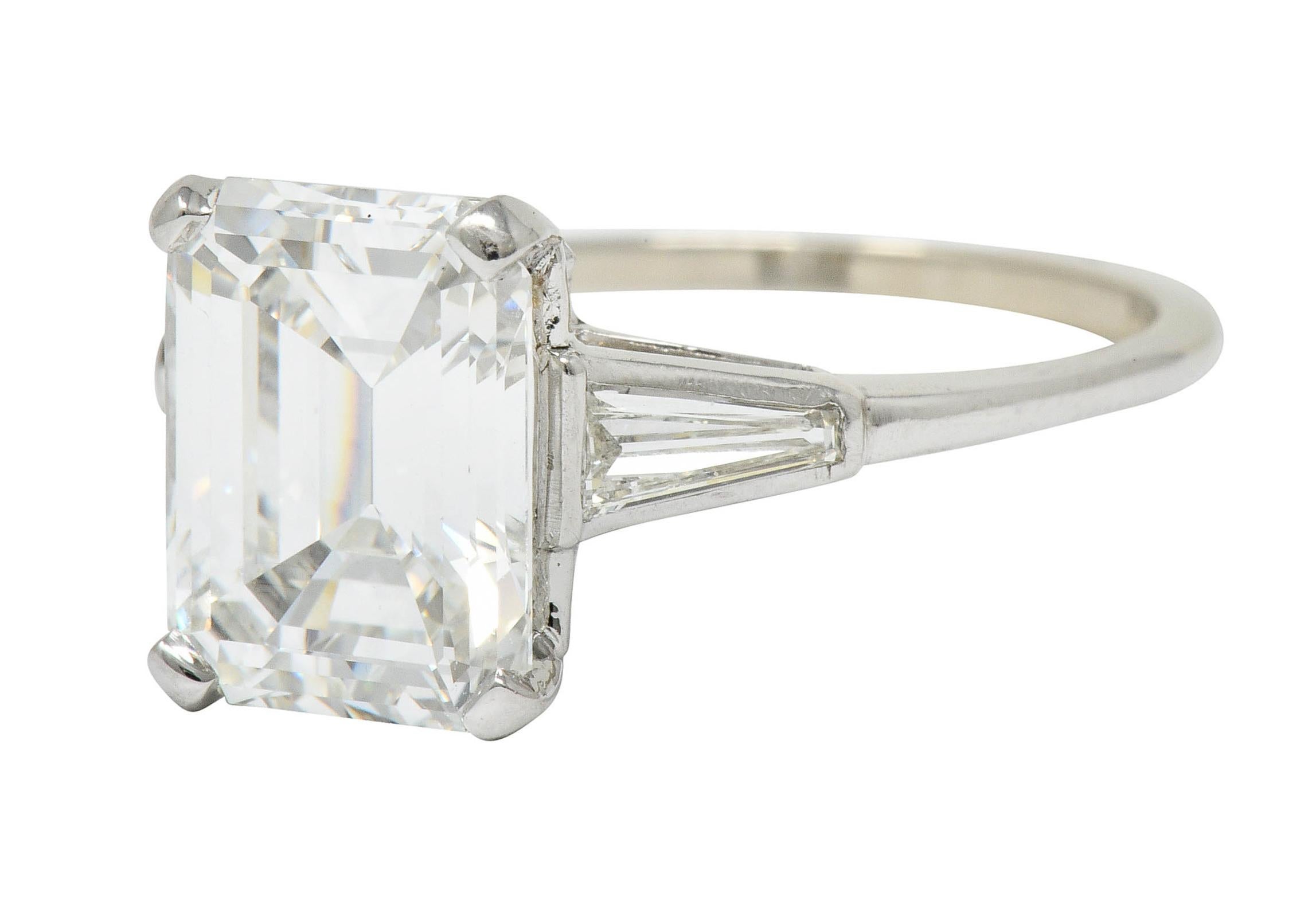 Women's or Men's Substantial 4.58 Carat Emerald Cut Diamond Platinum Engagement Ring GIA