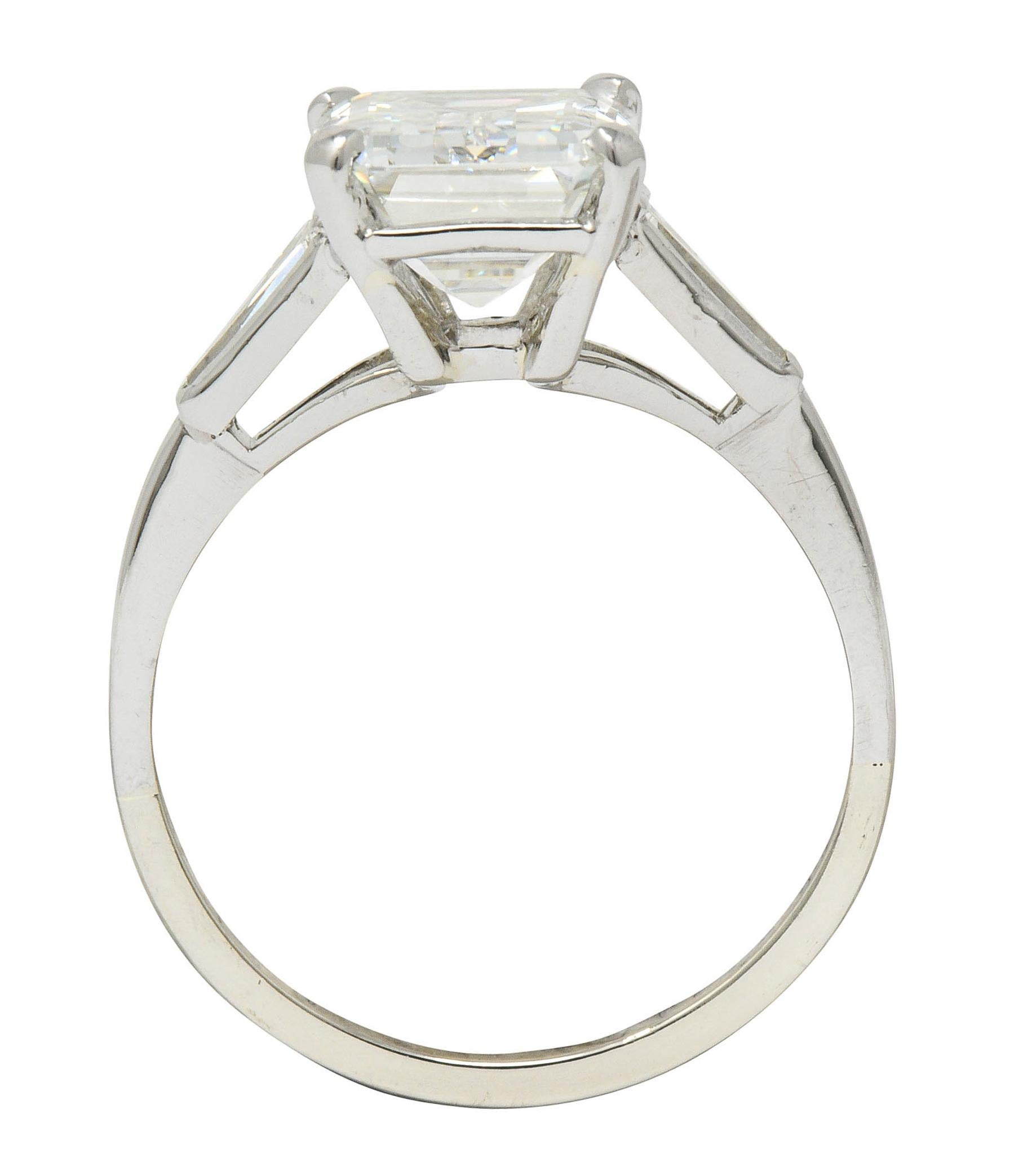 Substantial 4.58 Carat Emerald Cut Diamond Platinum Engagement Ring GIA 2