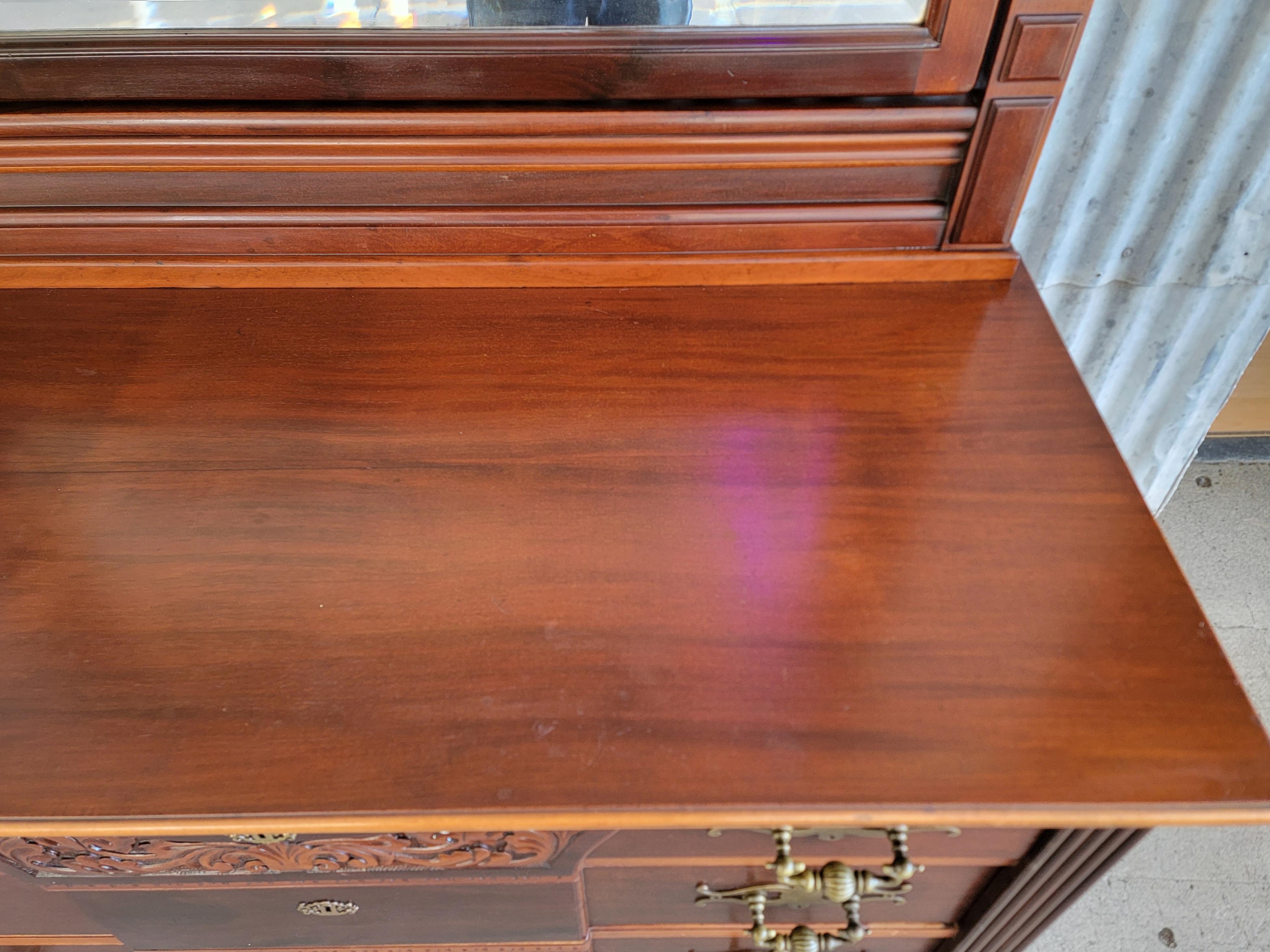 Substantial American Victorian Dresser & Beveled Mirror For Sale 8