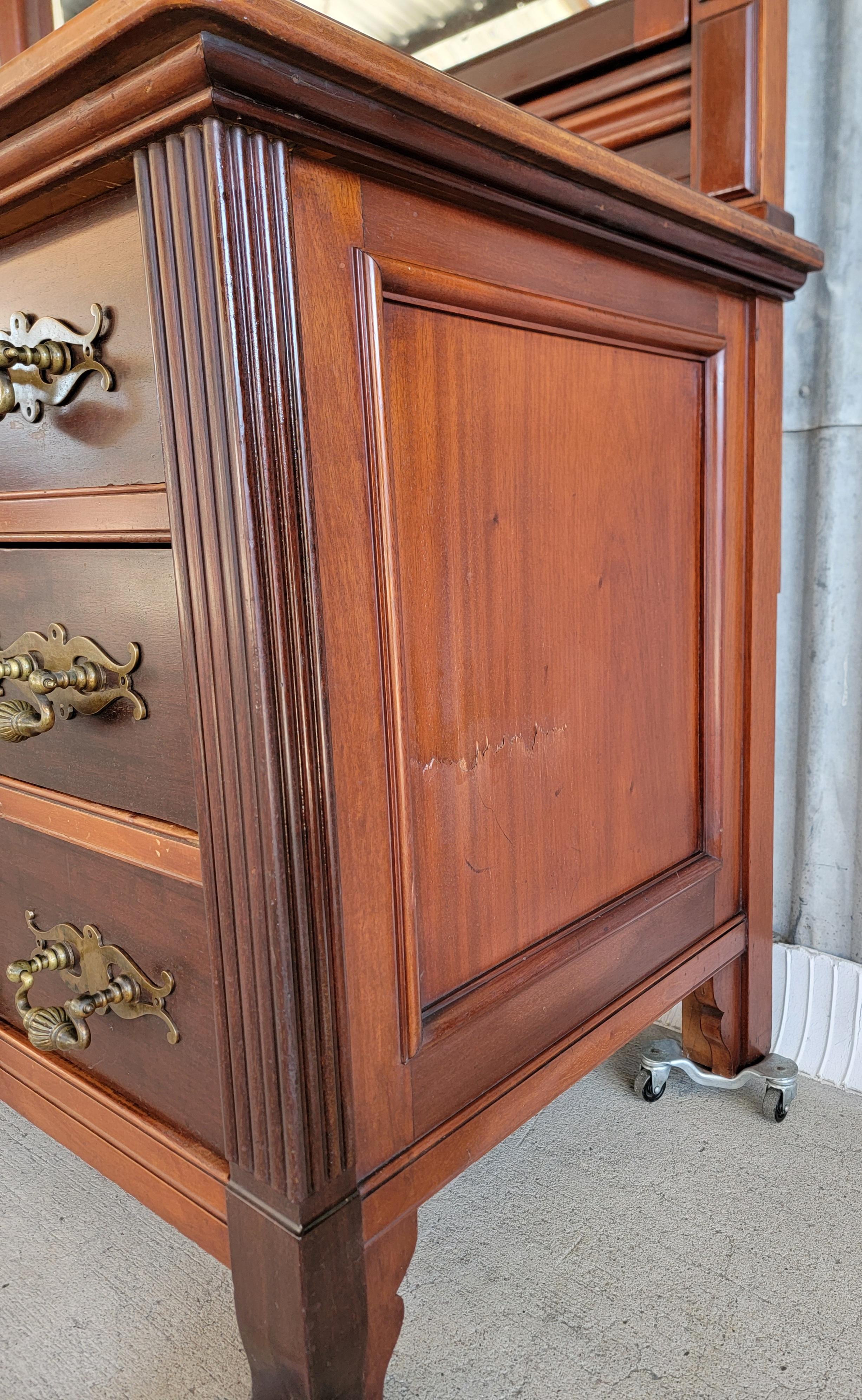 Substantial American Victorian Dresser & Beveled Mirror For Sale 2