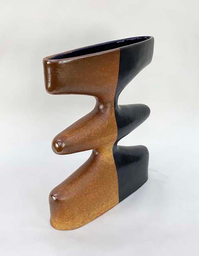 Substantial and Unique 1970s Modernist Signed Studio Pottery Vase #1 For Sale 4