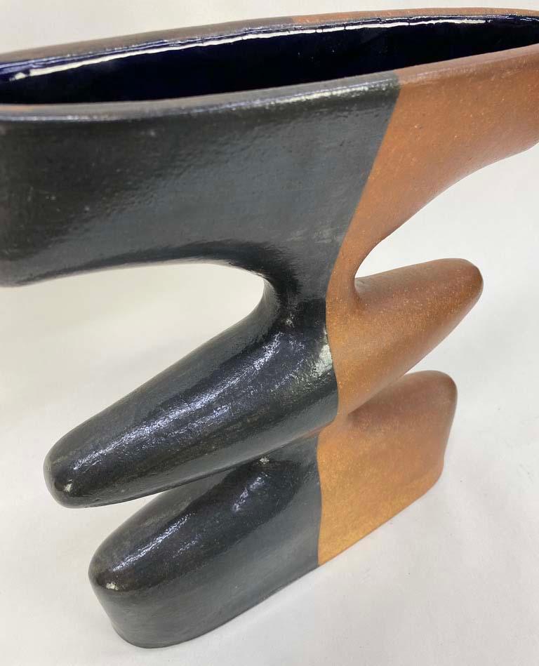 Mid-Century Modern Substantial and Unique 1970s Modernist Signed Studio Pottery Vase #1 For Sale
