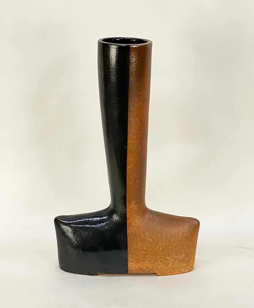Late 20th Century Substantial and Unique 1970s Modernist Signed Studio Pottery Vase #2 For Sale