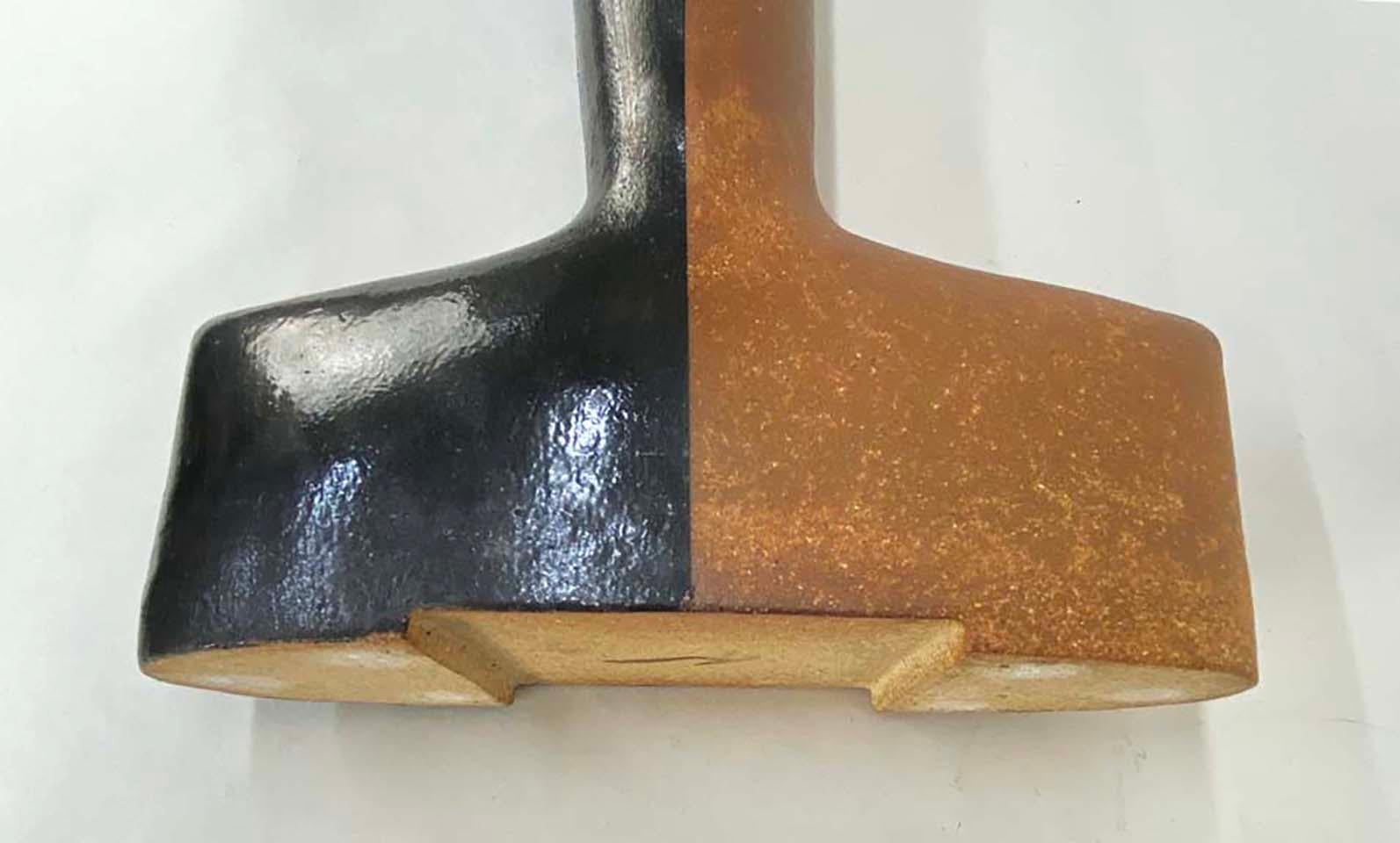 Substantial and Unique 1970s Modernist Signed Studio Pottery Vase #2 For Sale 2