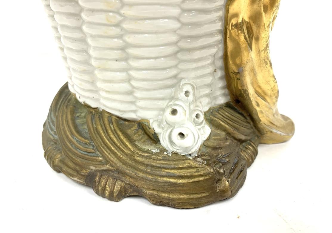 Substantial Antique Amphora Porcelain Basket With Cherubs & Roses For Sale 7