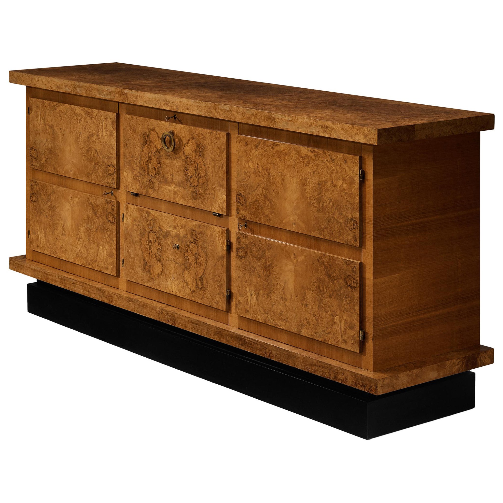 Substantial Art Deco Sideboard in Walnut Burl