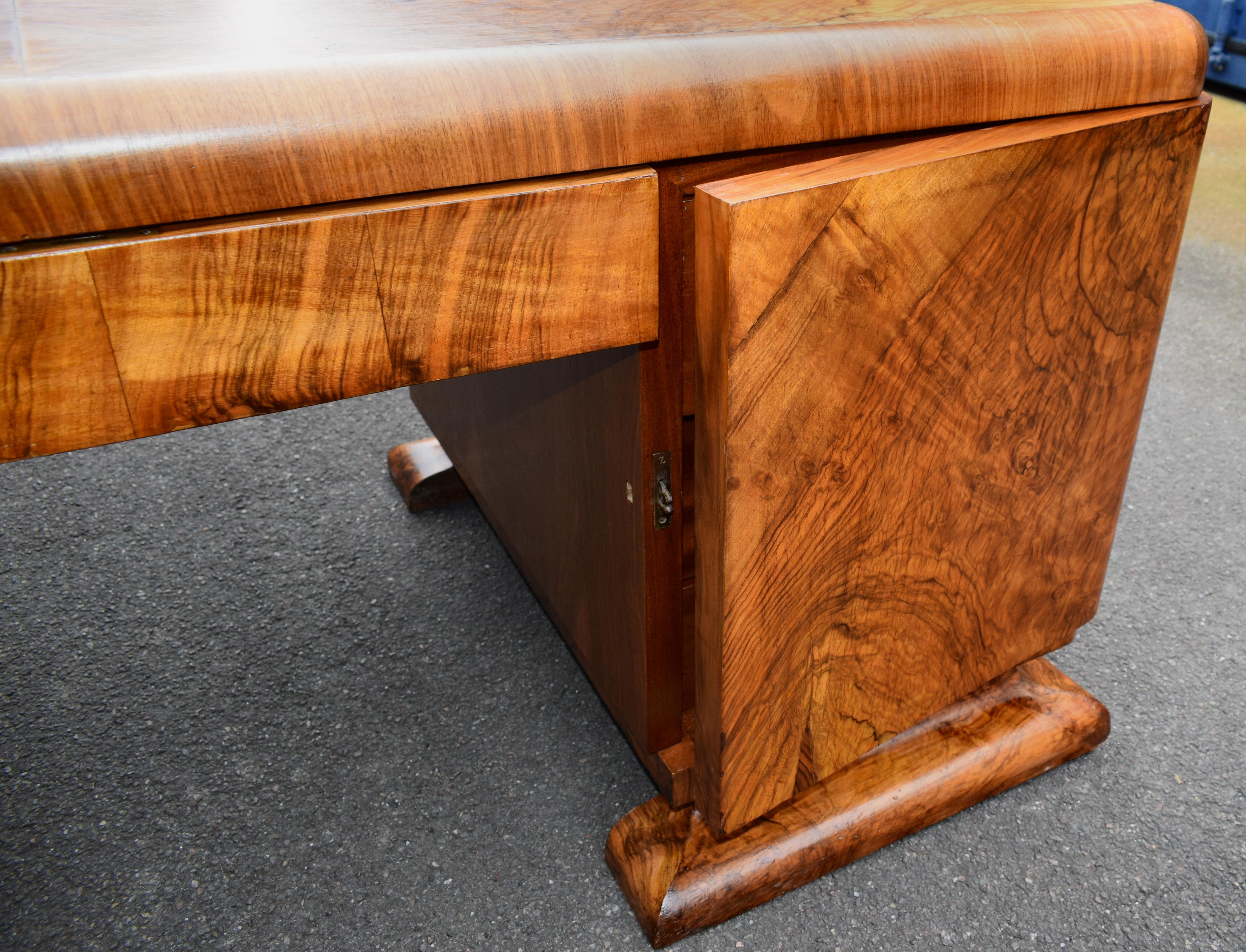 20th Century Substantial Art Deco Walnut Partners Desk, circa 1935