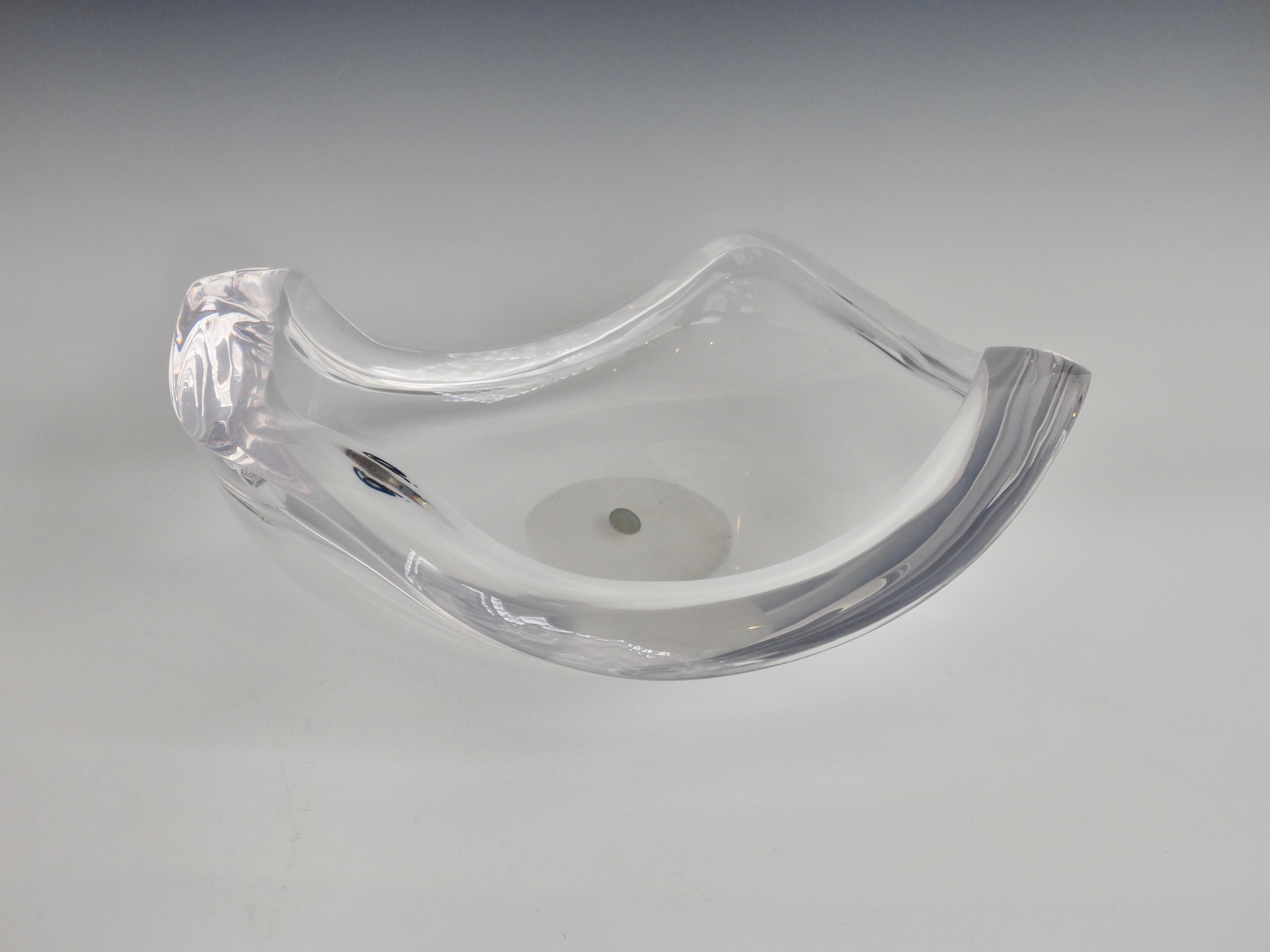 Mid-Century Modern Substantial Astrolite free form clear Lucite bowl with Ritts Los Angeles label For Sale