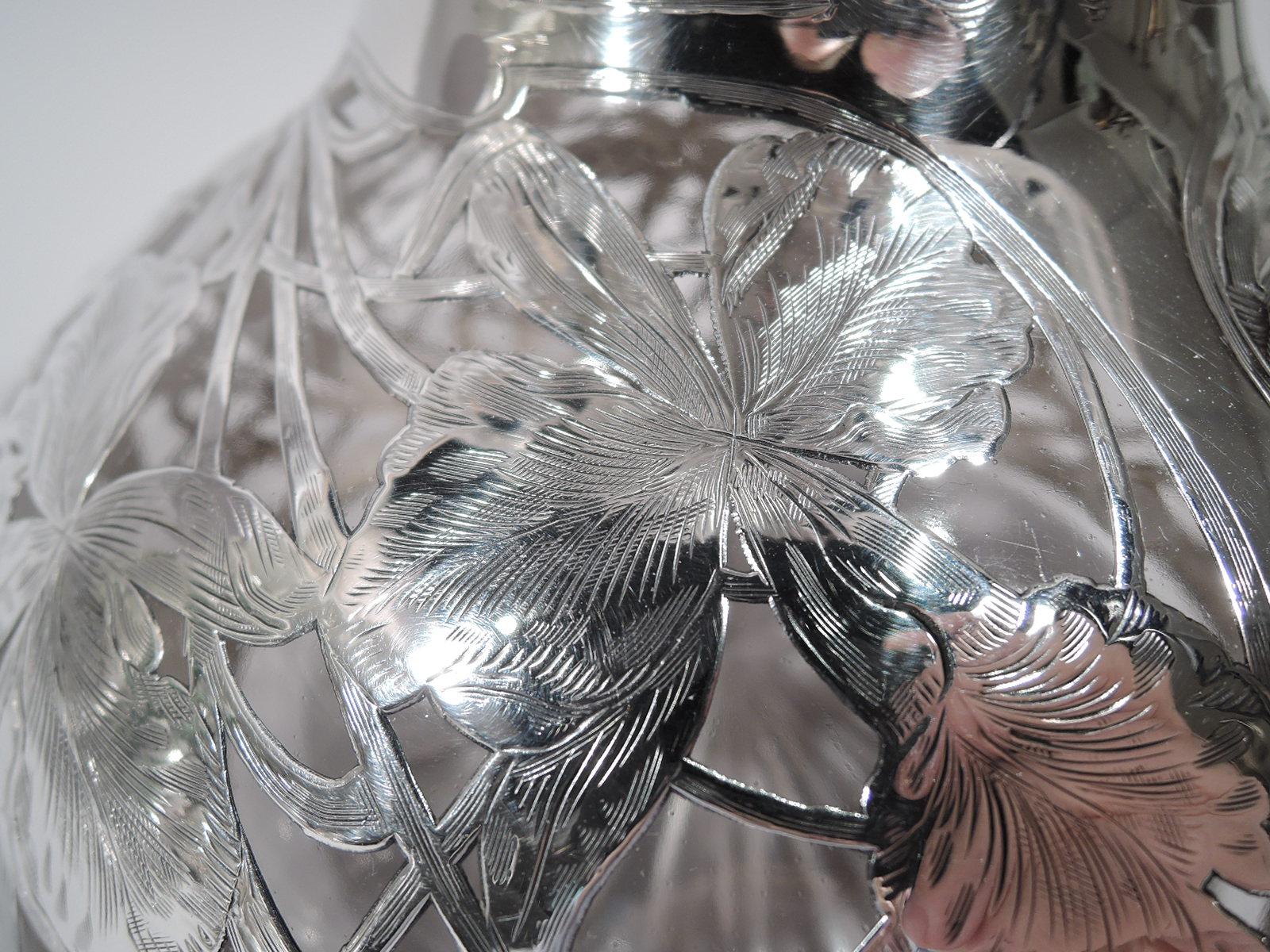 Substantial Black Starr & Frost Art Nouveau Silver Overlay Vase 2