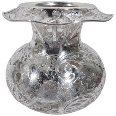 Substantial Black Starr & Frost Art Nouveau Silver Overlay Vase