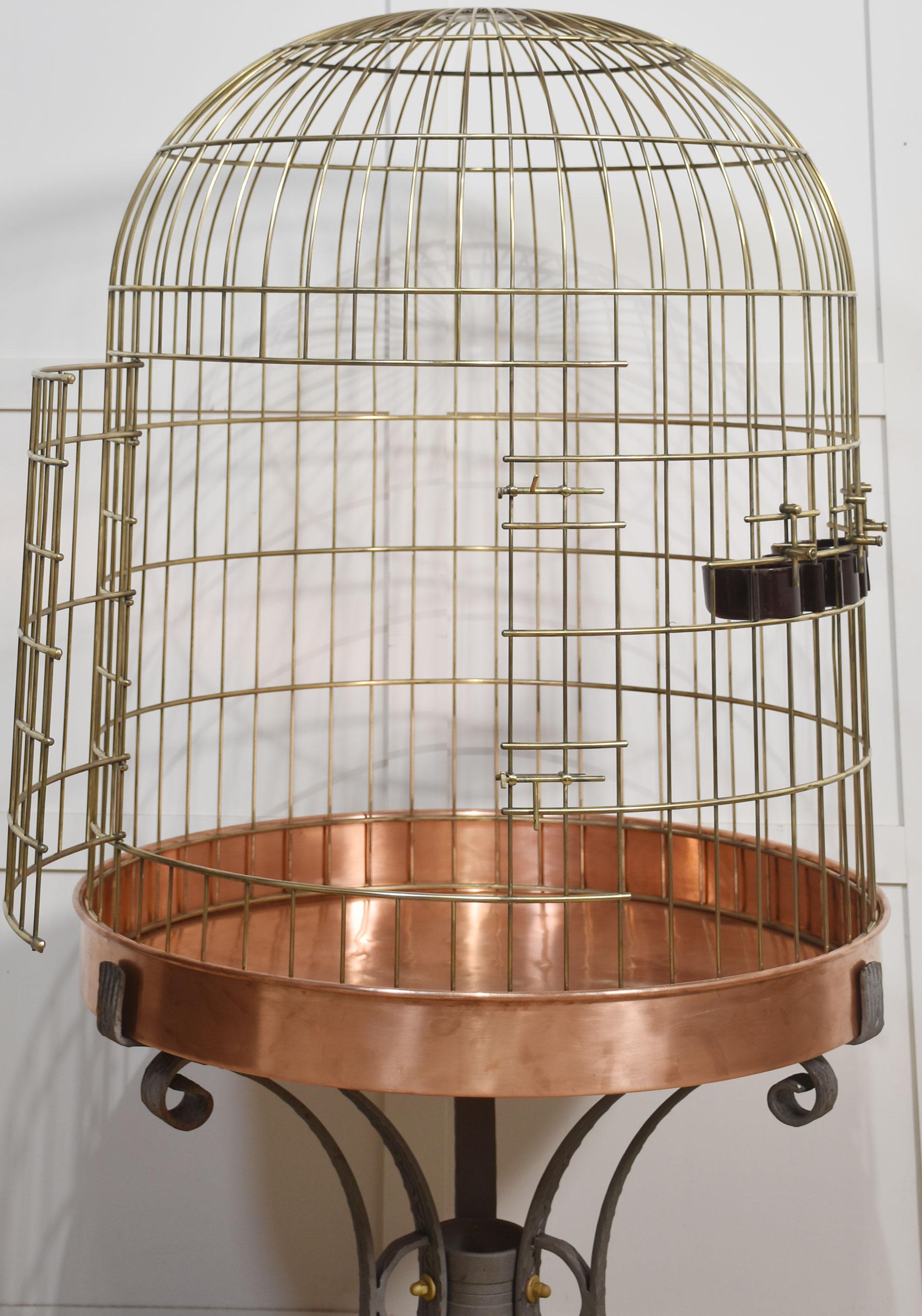 Laiton Substantielle cage à oiseaux en laiton et cuivre en vente