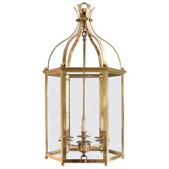 Substantial Brass Hexagonal Regency Style Hall Lantern