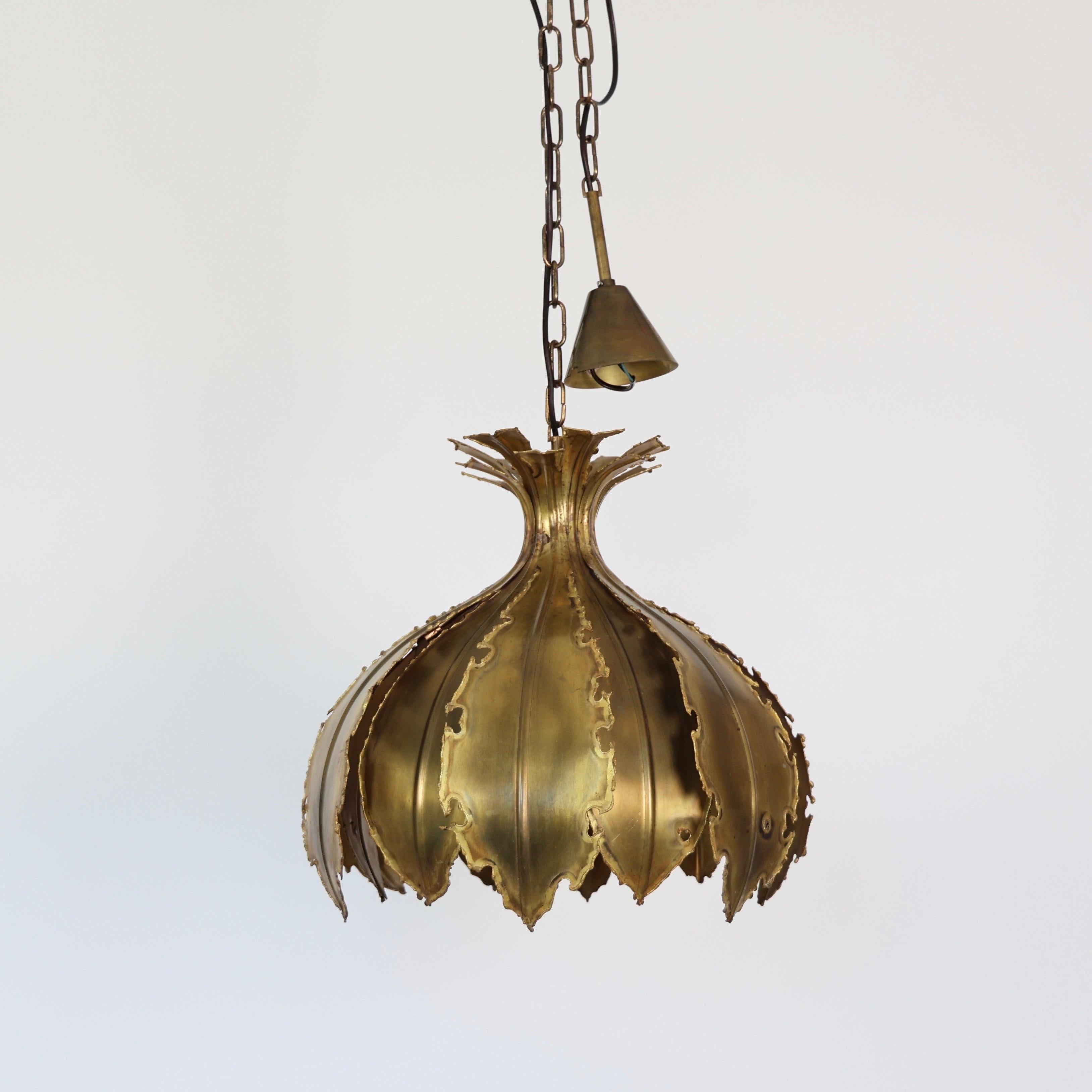 Mid-20th Century Substantial Brass Pendant Light by Svend Aage Holm Sorensen, 1960s, Denmark For Sale